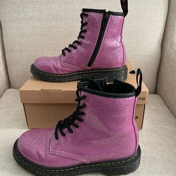 Pink Glitter Dr. Martens Combat Boots - Picture 5 of 10